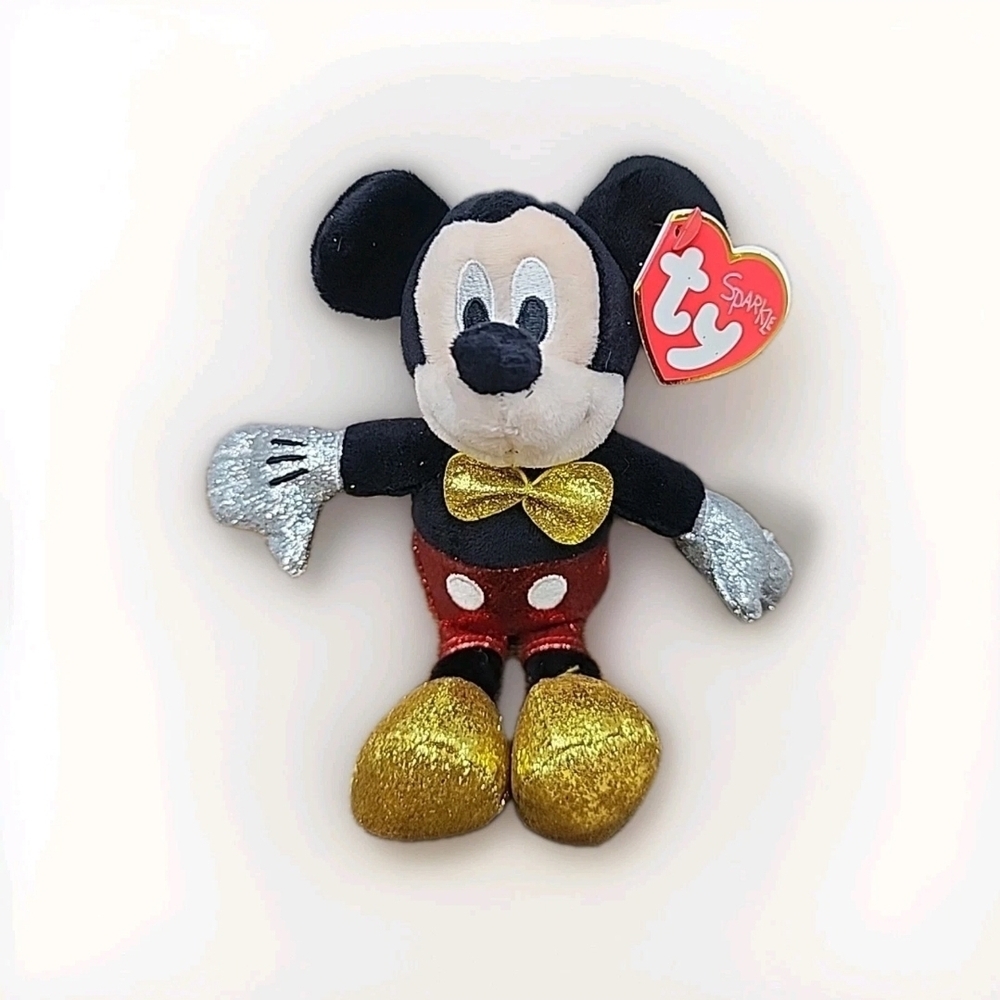 TY Beanie Baby - Disney Sparkle - MICKEY MOUSE (Sparkle - Red) (6 inch) - MWMT
